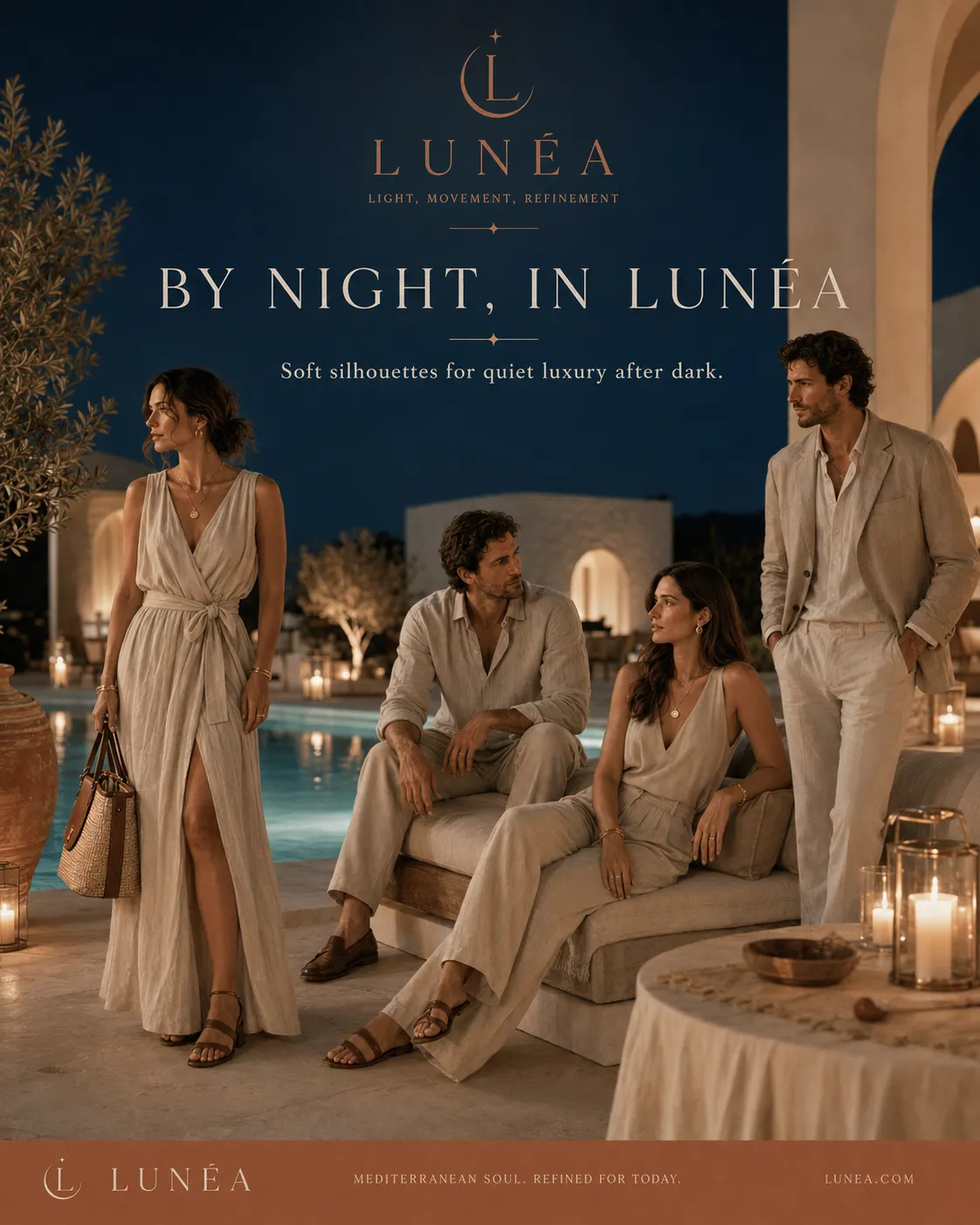By Night, in Lunéa — Poolside